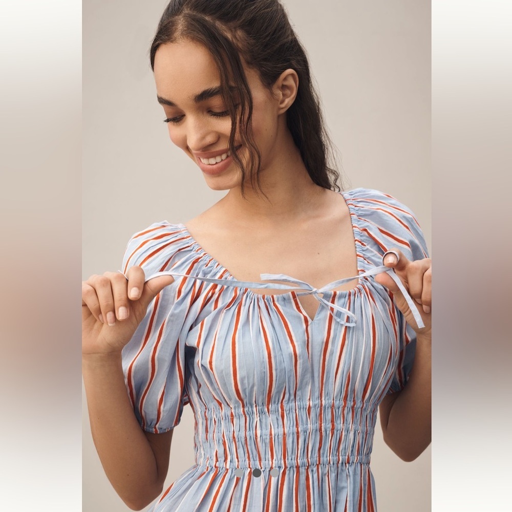 Anthropologie NWT Pink City Prints Katie Sweetheart Tiered Midi Dress size S. - Picture 3 of 6